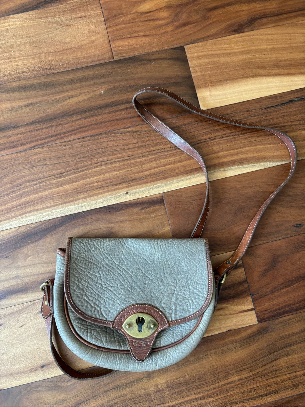 Vintage Dooney & Bourke Leather Crossbody Bag Taupe Brown